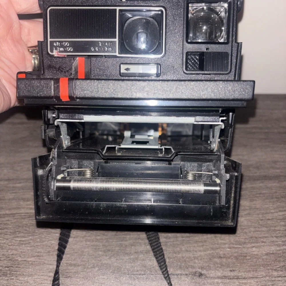 Polaroid Red Stripe One Step Flash Instant Film Camera Untested